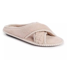 MUK LUKS Women's Size Medium 7-8 Ada Crossband Slippers, Honey Wheat beige