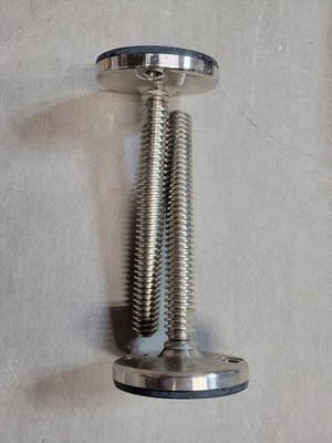 Lot of 2 Stainless Steel Leveling Feet 1''-5 Acme Thread 4'' Base Machine Mounts
