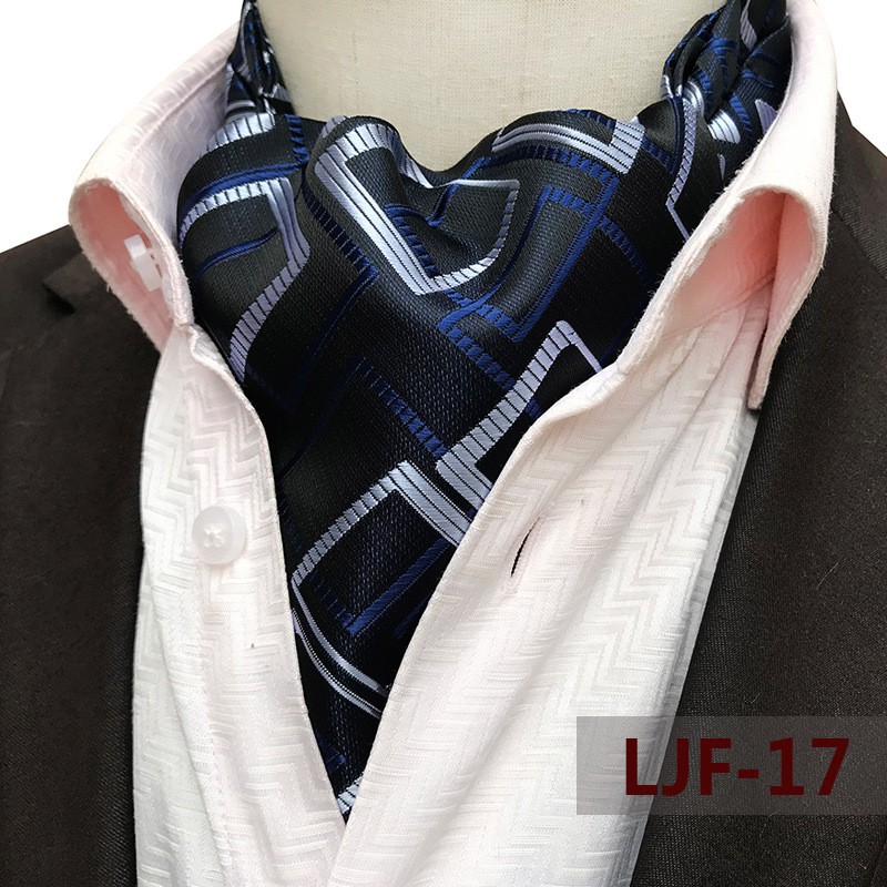 New Classic Men's Jacquard Cravat Ascot Neck Scarf Tie Plain Wedding Gentleman