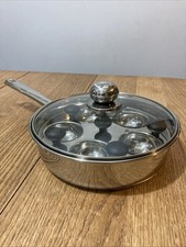 5 Cup Stainless Steel Egg Poacher Pan Set w/ Vented Glass Lid Poaching Insert