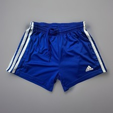 Adidas Youth Blue Athletic Shorts 3 Stripe Soccer Gym Drawstring -659