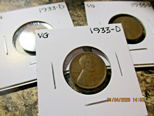 1933-D LINCOLN WHEAT CENT VG   B