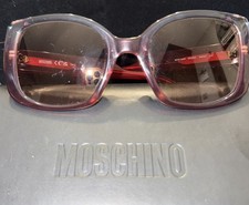 Moschino MOS124/S Square Sunglasses with A Red Acetate Frame Black Lens