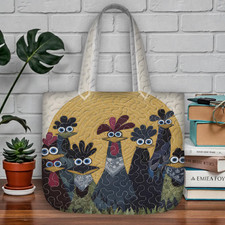Personalized Chicken Quilted Tote Bag, Shoulder Bag For Women