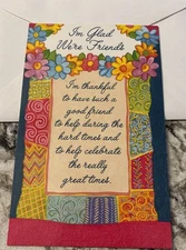 Friend I'm Glad We're Friends Thankful 5”x7.75" Stockwell Greeting Card