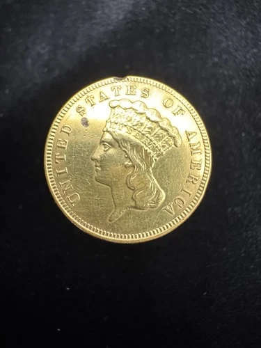 1885 $3 Gold Gorgeous Indian Princess Head. Mount mark .Beautiful! Ms Details