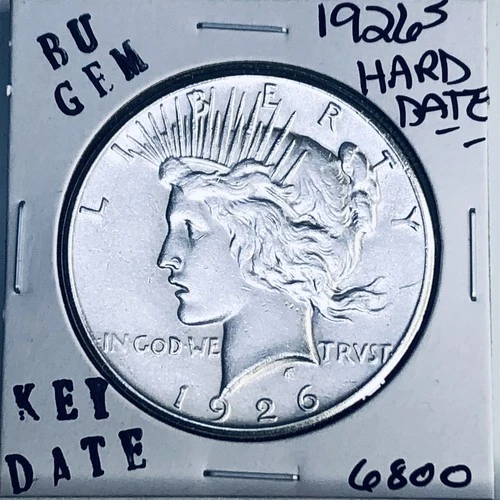 1926 S BU GEM PEACE SILVER DOLLAR UNC MS+++ U.S. MINT RARE KEY COIN 6800