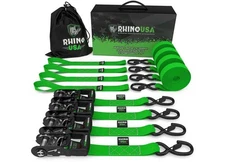 Rhino USA HDKIT-4PK-GRN 1.6" x 8' Heavy Duty Ratchet Tie-Down (4-Pack) Green