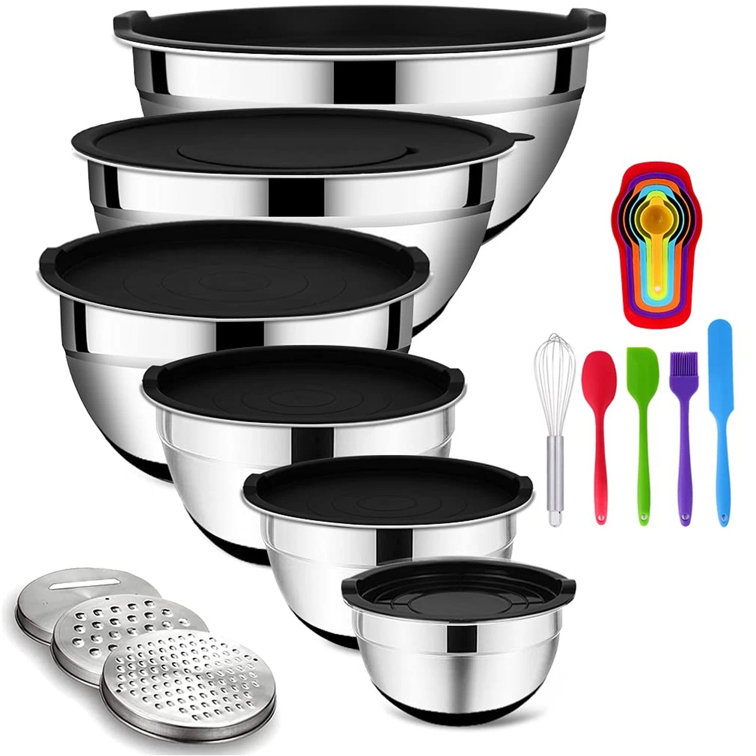 Mixing Bowls Set with Airtight Lids, 20PCS Stainless Steel, Nesting Bowls wit...