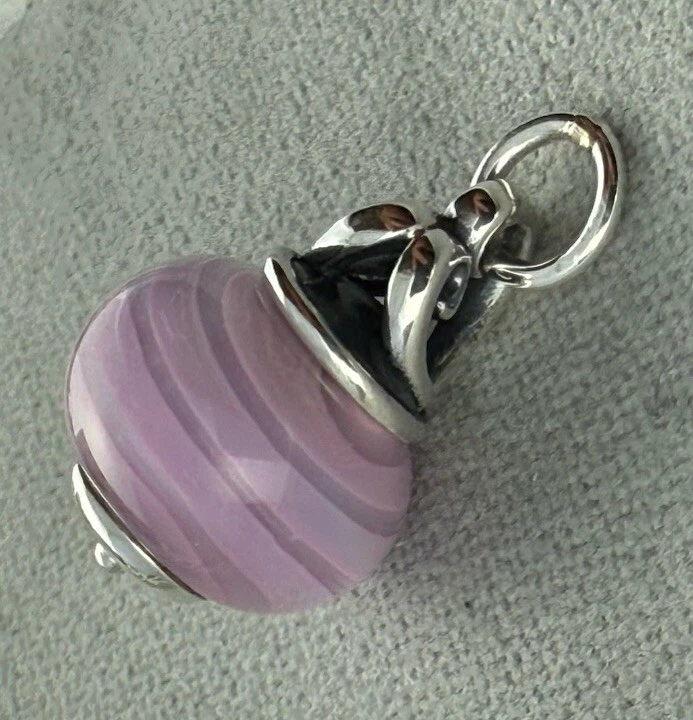 James Avery Retirado Madre’s Love Arte Vidrio Rosa Rayas Acabado Brillante ¡RARO! Foto 2 de 4