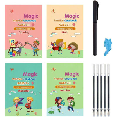 11Pcs Magic Practice Copybook Set Groove Reusable English Calligraphy Book kids