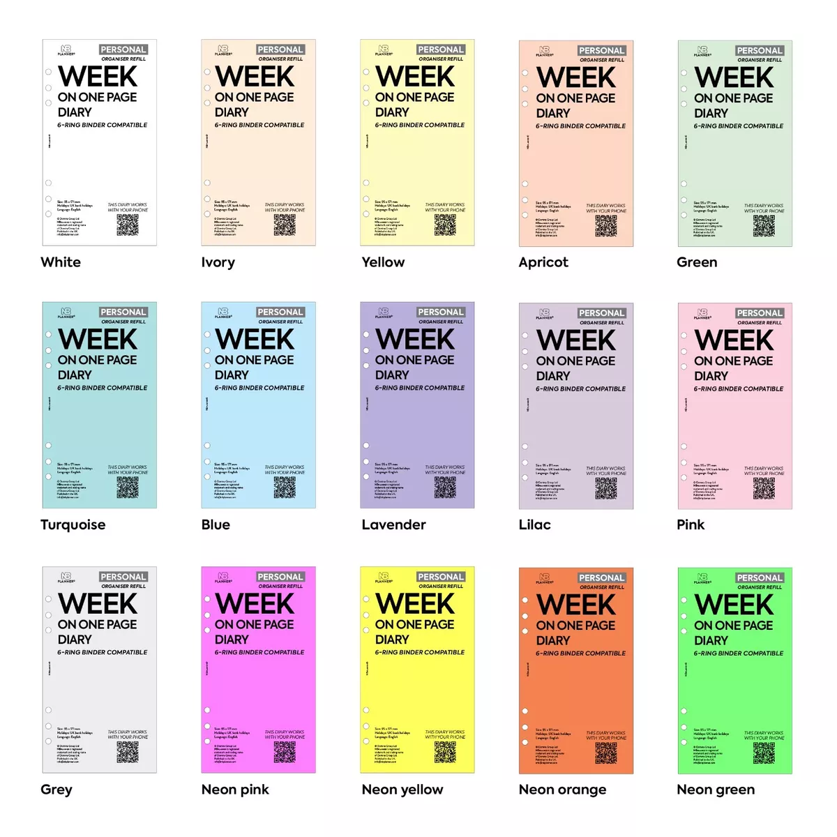2024 or 2025 Filofax Personal COMPATIBLE Week on one page diary organiser  refill