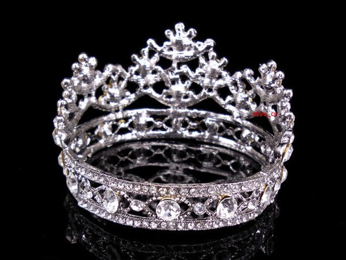 5 cm de altura para niños flor niña cristal completo princesa círculo redondo mini corona de tiara - Imagen 5 de 6