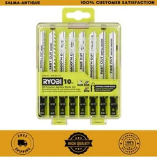 (10-Piece) Ryobi Jig Saw Blade Set, All Purpose, Universal, Wood Plastic Metal