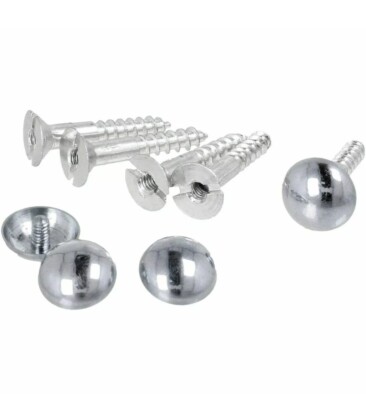 4 x SPIEGELSCHRAUBEN 25mm/1'' POLIERT CHROM Domkappe Kopfabdeckung Wandschraube Befestigung