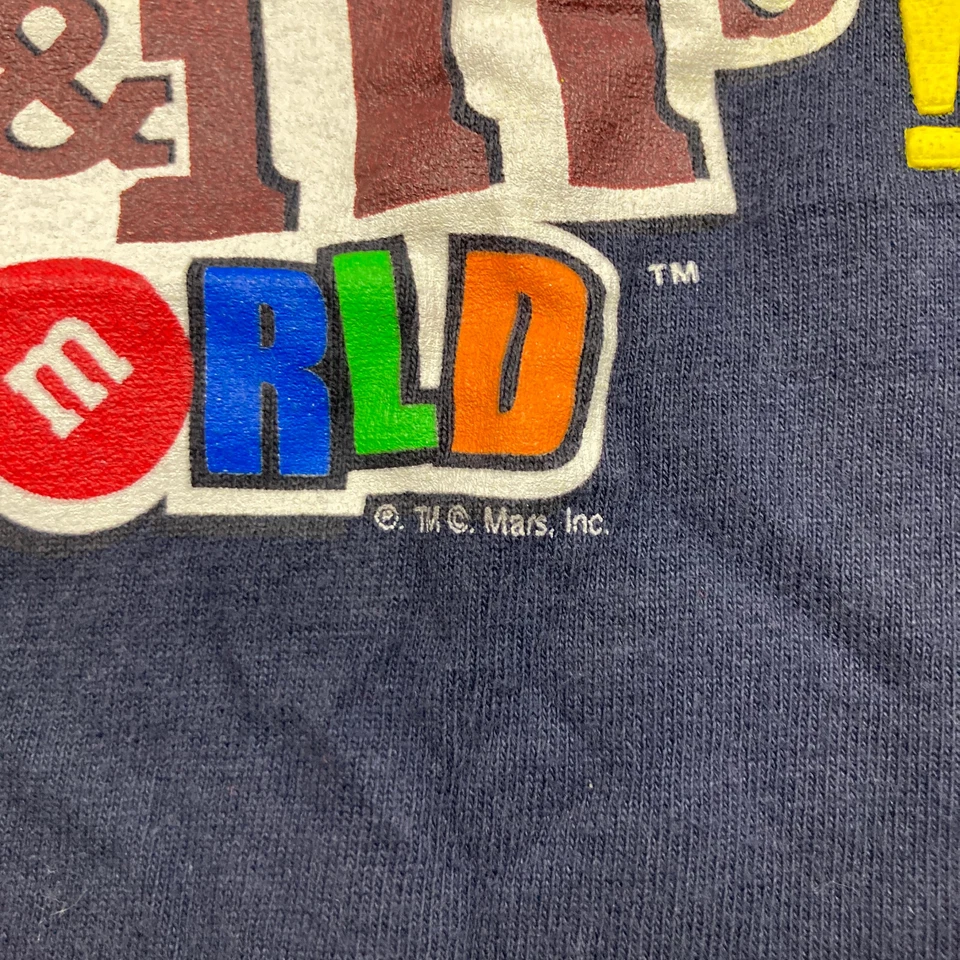 Vintage M&Ms World Shirt Mens M Blue What Happens In Vegas Funny Humor Logo Y2K - Image 4 of 4