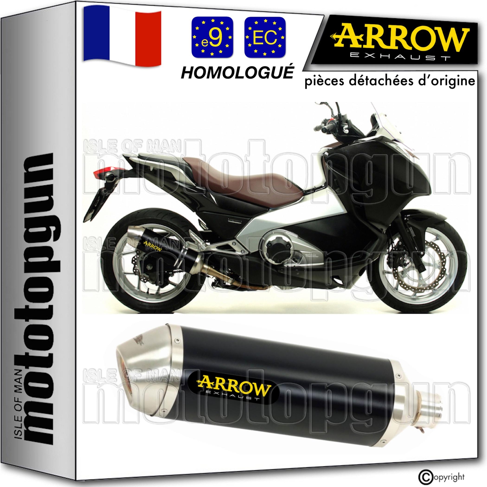 Échappement Arrow Race-Tech homologué silencieux noir moto Honda Integra 700 2012