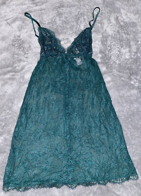 Victoria Secret dark green lace sweetheart top sleeveless lace up back  lingerie | eBay