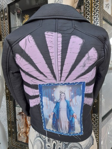 UK 4 Dropdead Here Lie My Feelings Biker Jacket Never Worn