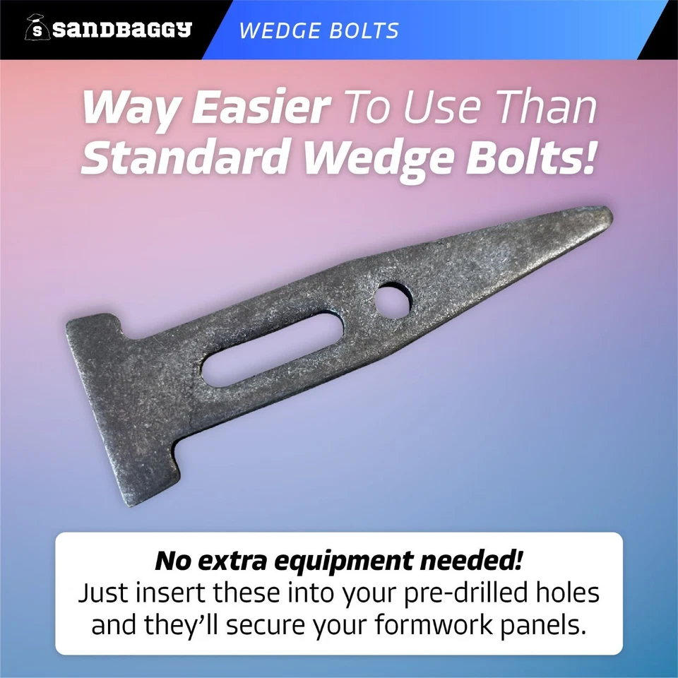 Pernos de anclaje de cuña de hormigón de acero Sandbaggy de 1 3/8" x 3 3/4" - reutilizables y extraíbles Foto 4 de 4