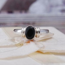 BLACK ONYX NATURAL GEMSTONE 925 STERLING SILVER HANDMADE JEWELRY RING 3 TO 12