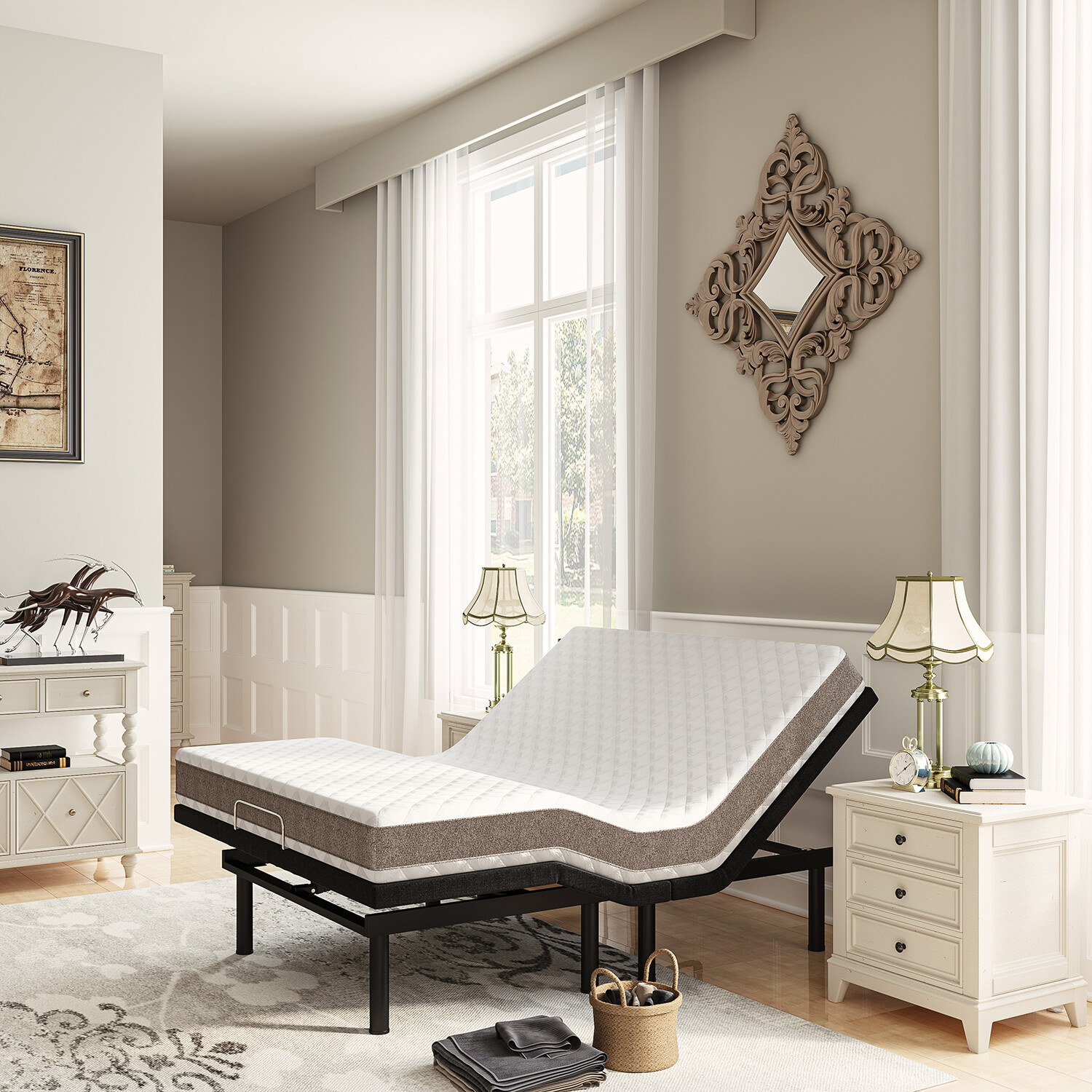 Adjustable Bed Frame Wireless Remote Electric Massage Full Queen King Size  US | eBay