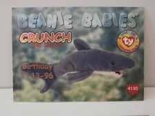 TY Beanie Babies BBOC Card - Series 1 Retired Red Crunch the shark