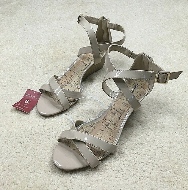 ladies cream wedge sandals