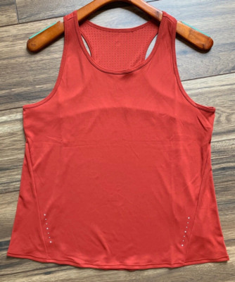 Layer8 Womens Tank Top Large Qwick Dry Athletic/Yoga Orange Racerback vented bac