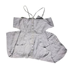 Reformation Women’s Dusty Gray Blue Off the Shoulder Halter ALine Midi Dress 6