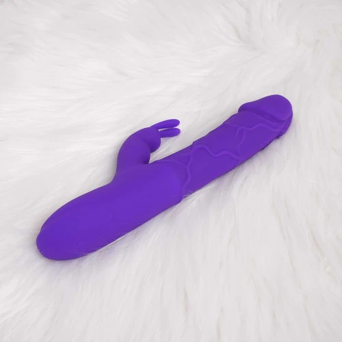 Silicone Rechargeable Warming Thrusting Rabbit Vibrator Dildo Sex-toys for Women - Picture 2 of 3