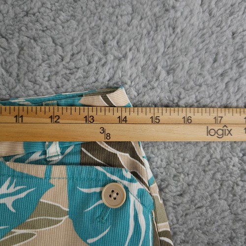 Ann Taylor LOFT Laura Pants Womens 2 Blue Tan Tropical Leaf Crop Stretch Casual - Picture 5 of 11