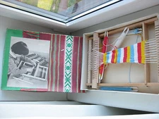 Vintage 1970s  Wooden German Tabletop Weaving Loom