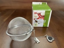 NIB Fox Run Tea Ball w Heart Chain Stainless ...