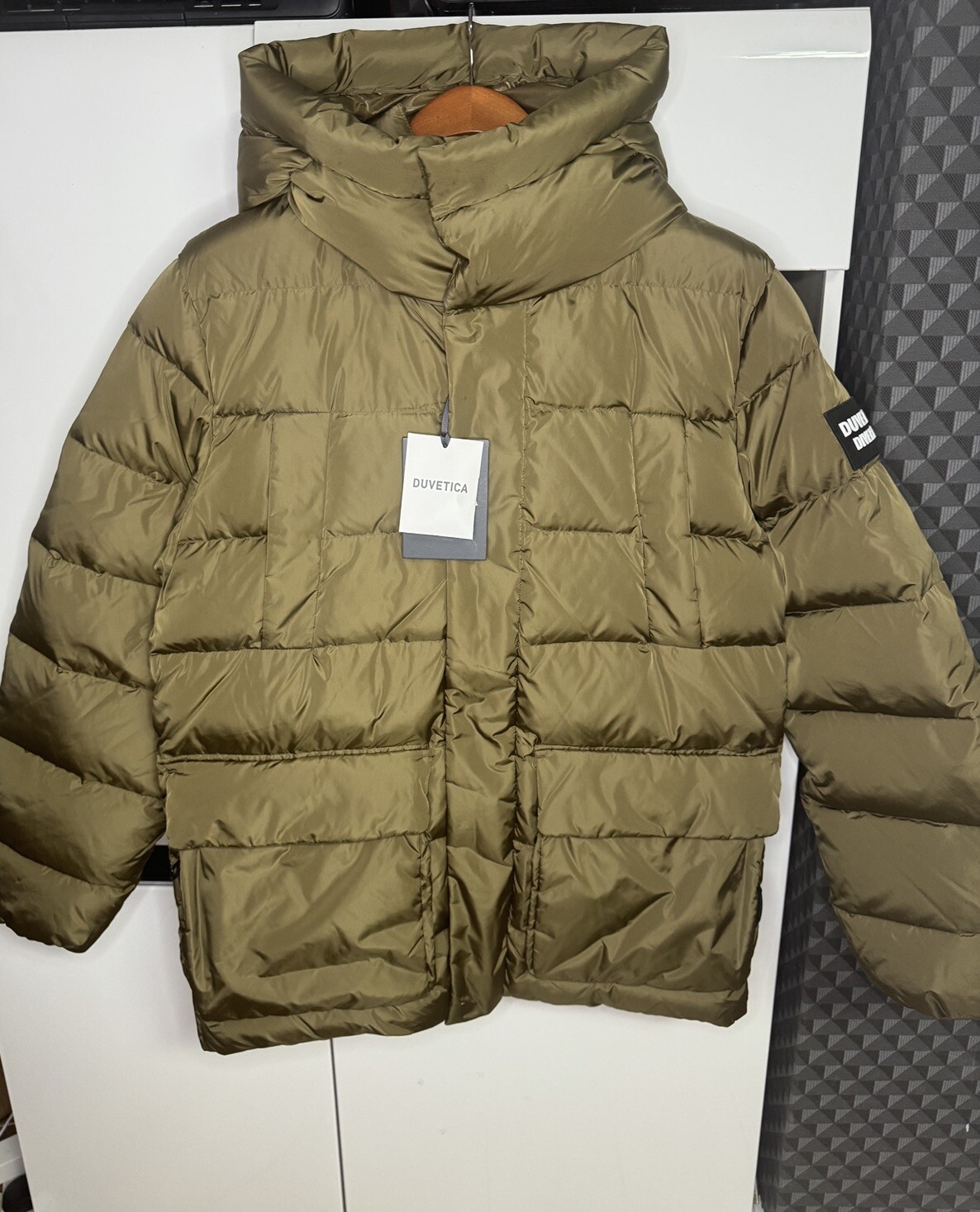 DUVETICA Bixio Down Jacket Puffer Men’s Hooded Winter Coat Green Khaki Size XL image 5
