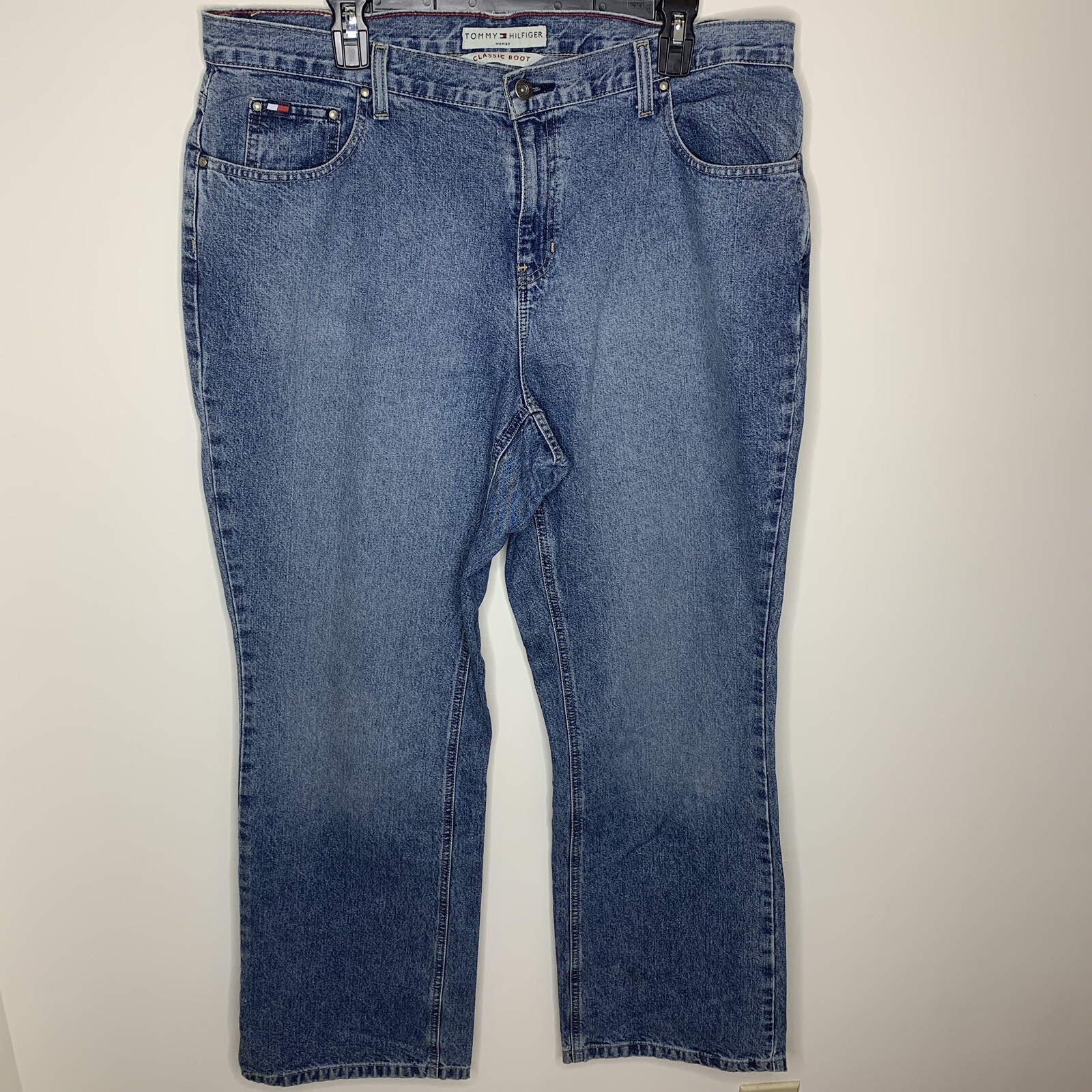 Tommy Hilfiger Womens Jeans Size 16 Boot Cut Medium Wash Denim Flag