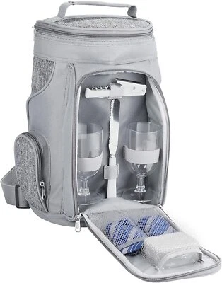 BRUBAKER Vin ou Champagne Pique-nique Sac Isotherme Gris 2 Personnes - Photo 1/4