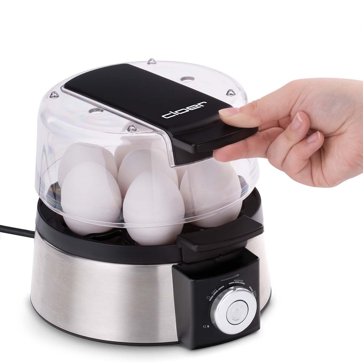 Clatronic Eierkocher Aus Edelstahl Für 7 Eier – Mit Summer, Messbecher & Einstellbaren Härtegraden (230V, 400W)