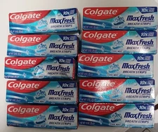 10x Colgate MaxFresh Toothpaste w/ Whitening Breath Strips Travel Size 1oz