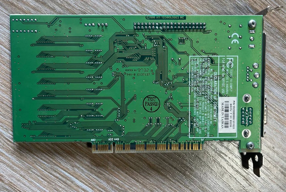 Vintage ATI 3D RAGE II+DVD 4MB 109-38800-00 (MACH64) PCI Video Card TESTED! - Image 2 of 4