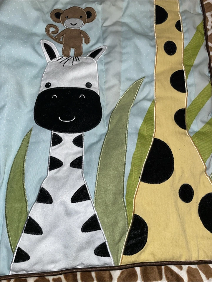 Cobertor edredom selva estampa animal girafa/zebra/leão/macaco listrado nas costas  - Imagem 4 de 4