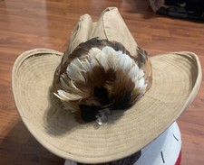 Vintage United Hatters Millinery Fedora Hat with Feathers Strap Size Medium