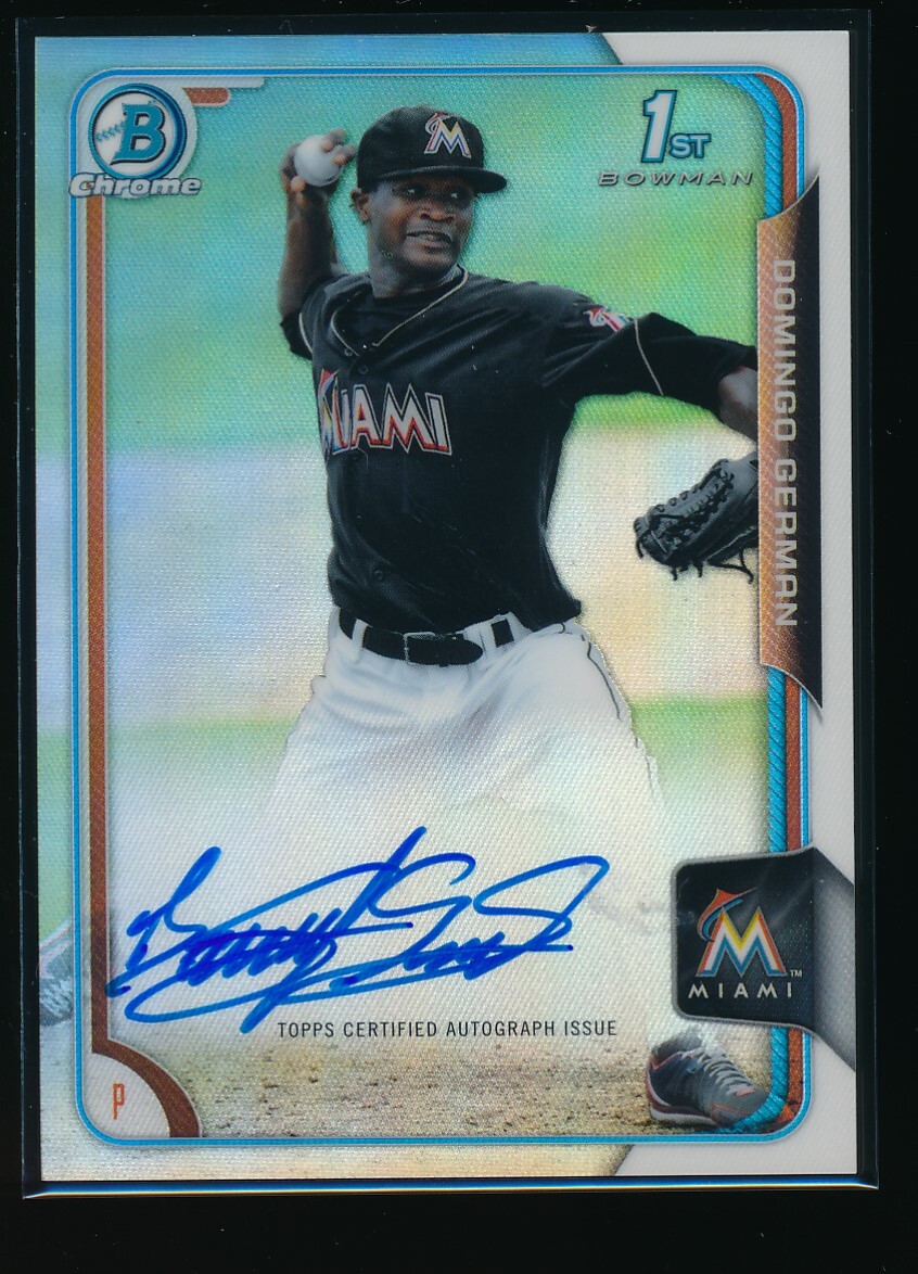 DOMINGO GERMAN AUTO 2015 Bowman Chrome REFRACTOR #/499 Yankees Rookie Card RC
