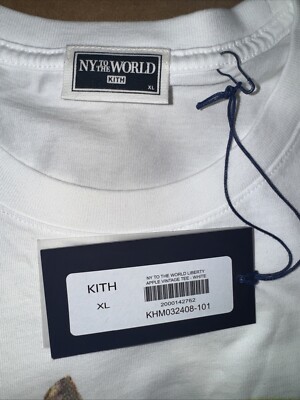 Kith New York TO THE World Liberty Apple Vintage Tee -White- Size