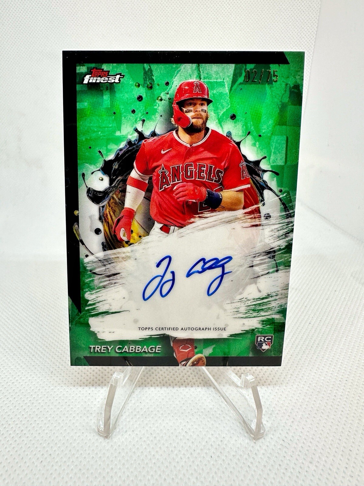 Trey Cabbage 2024 Topps Finest Rookie Auto Green Refractor /75 Angels Astros