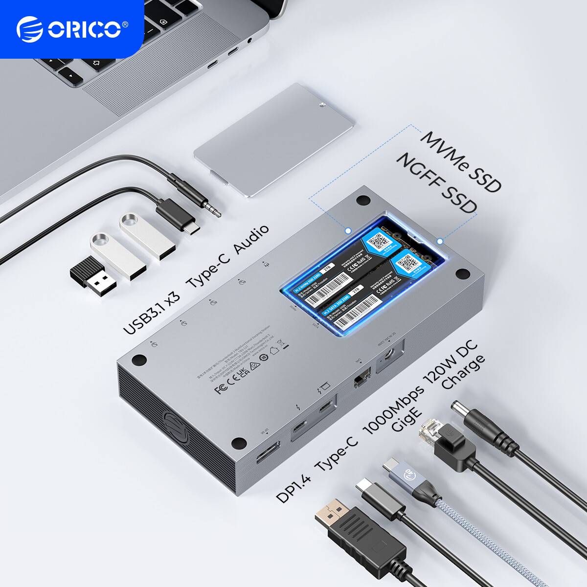 ORICO Thunderbolt Dock USB C Docking Station M2 SATA NVMe SSD