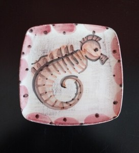 AMORA Italian Pottery Fish Seaside Hand Painted Made in Italy Seahorse Dish