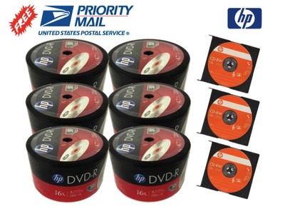 300-PACK 16X HP Logo Top Blank DVD-R DVDR Disc 4.7GB + 3