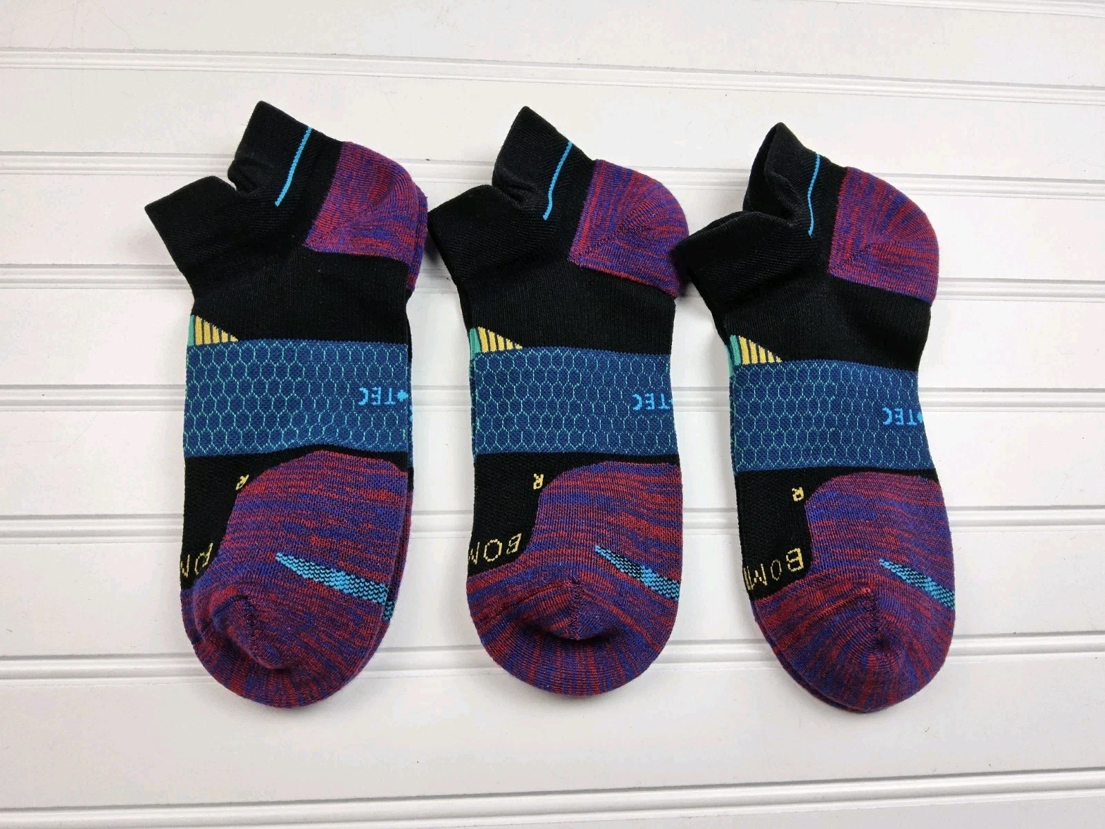 Bombas Hex-Tec Athletic Ankle Socks Lot Of 3 Pairs Size L