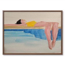 Unique Girl By Pool Original Home Decor Wall Art 14X11 Canvas Acrylic
